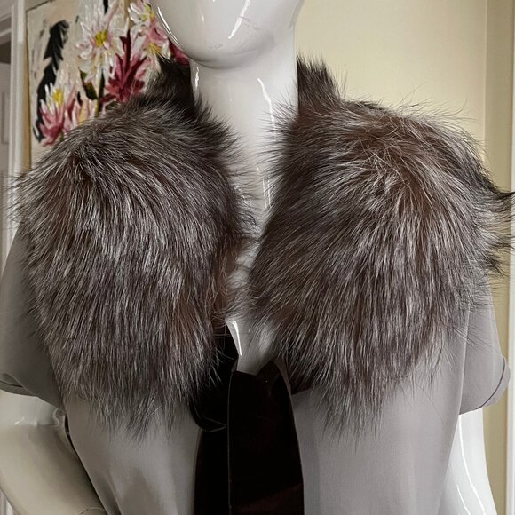 Fox Fur Collar - Brown, Black and White Colour - Authentic - Picture 3 of 17